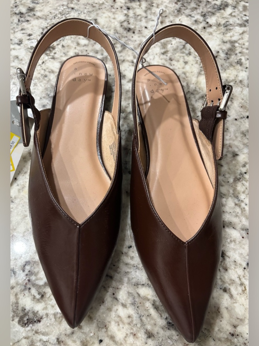 a new day Brown Pointed Slingback Flats Size 8.5